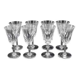 Series of 8 crystal water glasses from Saint Louis model Cerdanya H = 17.9 cm