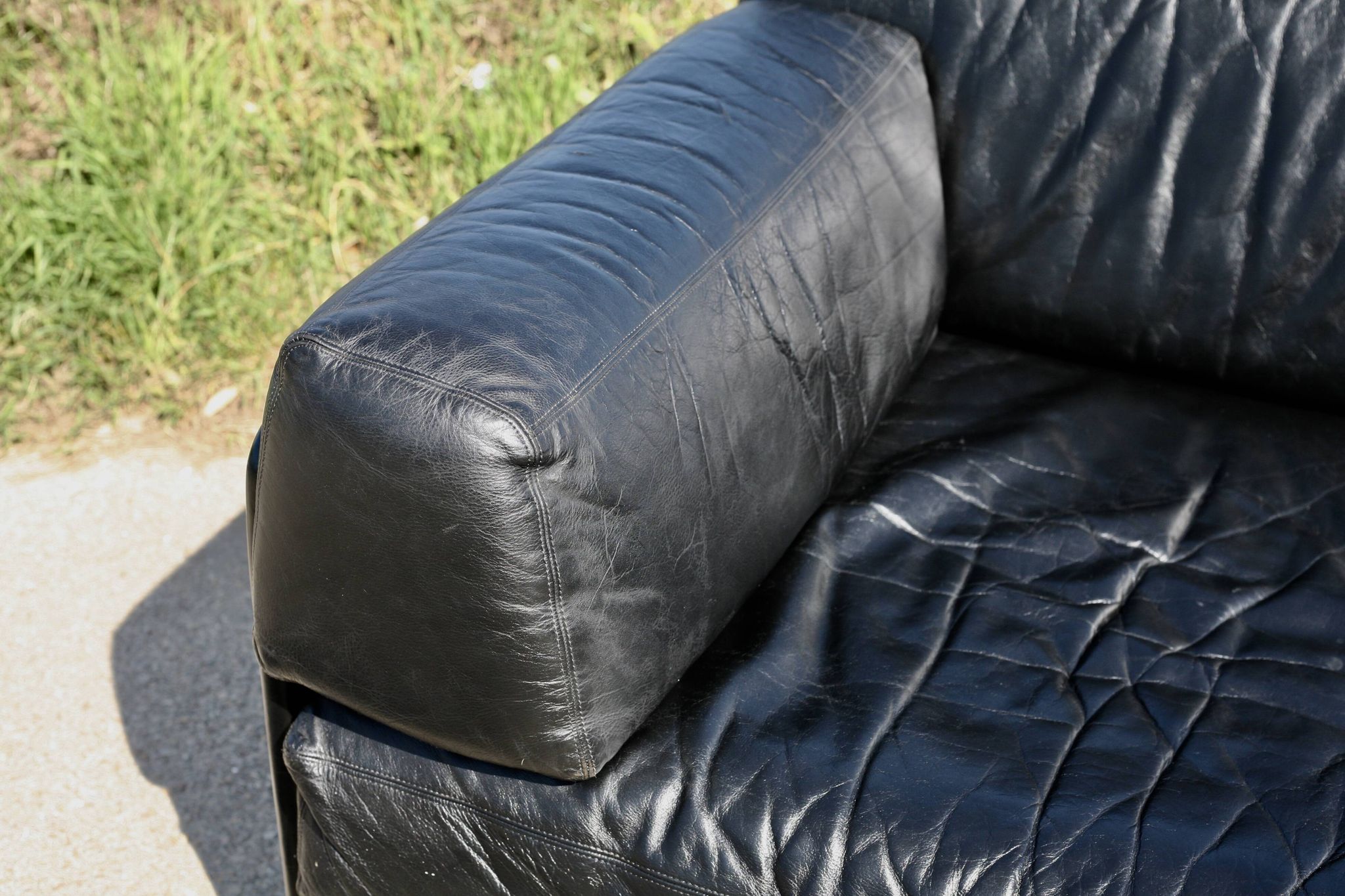 Canapé De Sede DS-76, cuir noir, modulable, Suisse, années 70