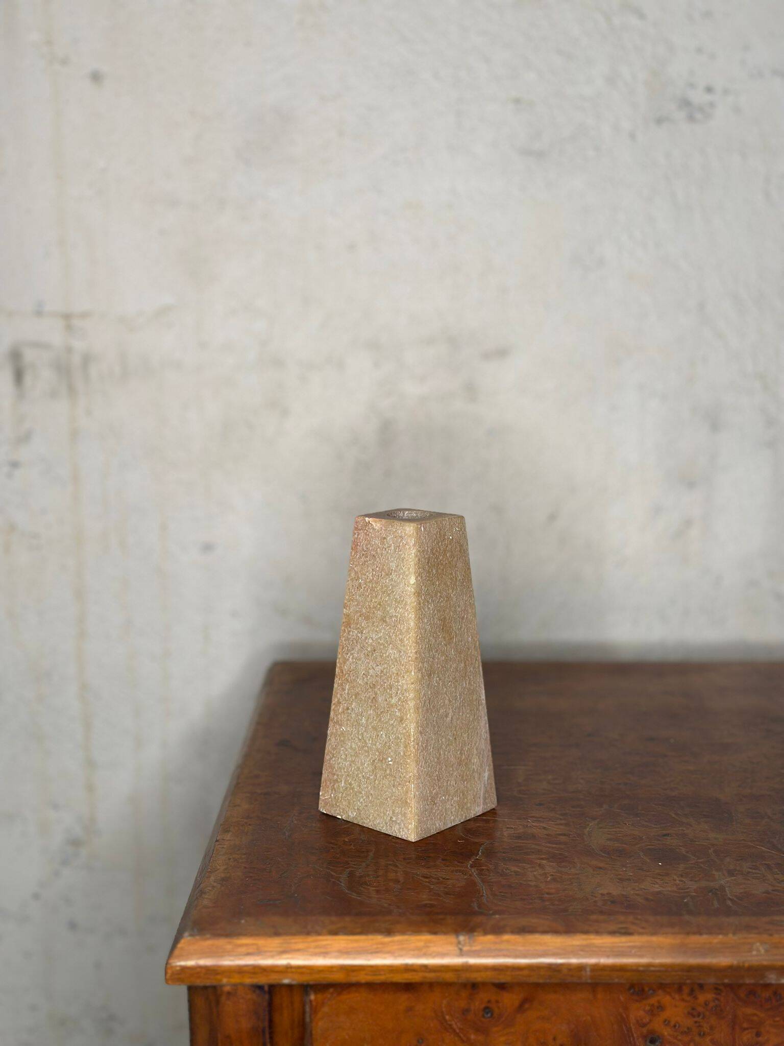 Beige stone candle holder
