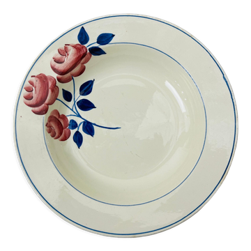 Vintage hollow round dish décor flowers HBCM pink red