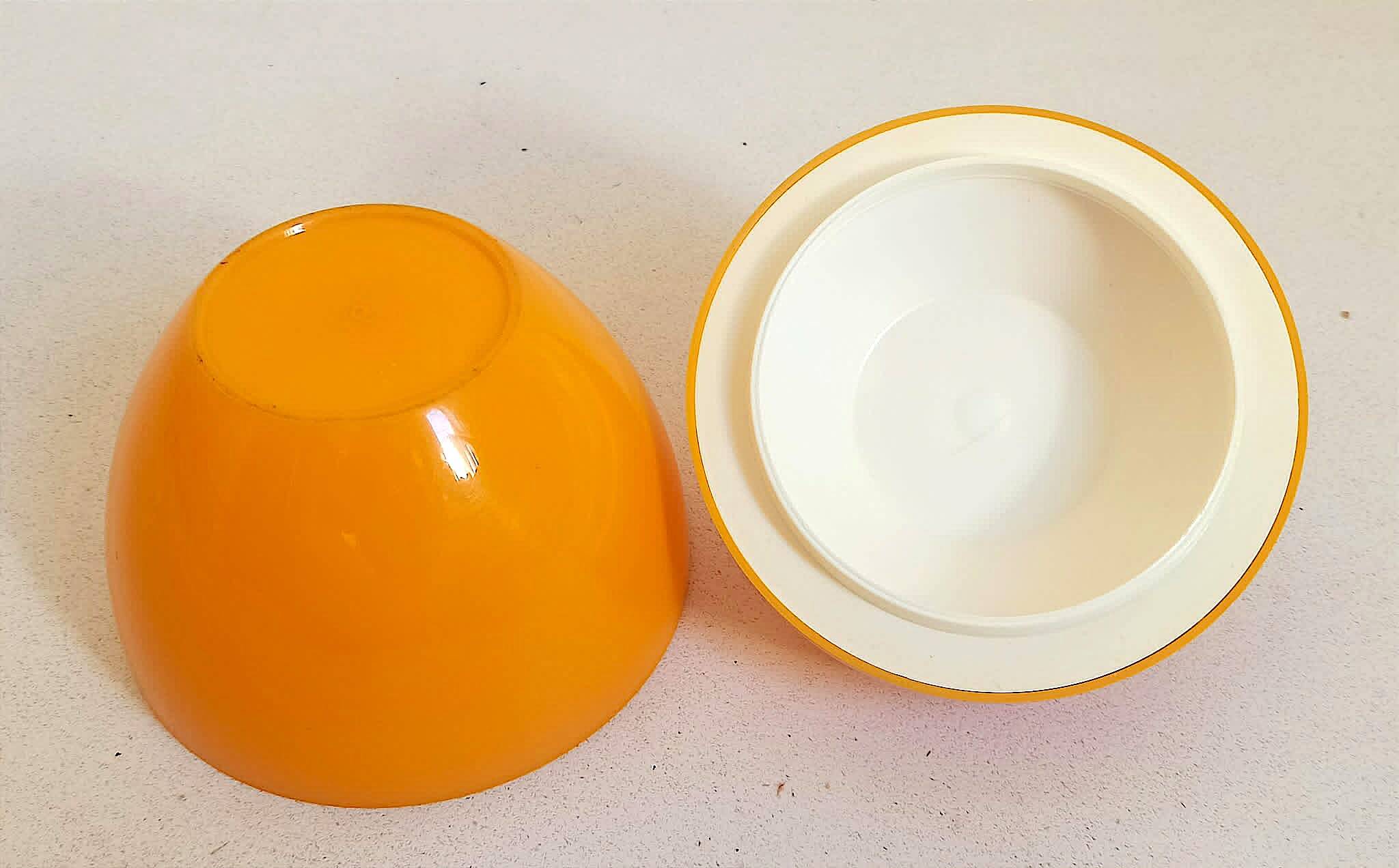Orange ice bucket 1970s Height 17 cm