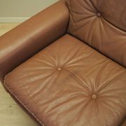 Brown leather sofa, Danish design, 1960s, manufactured by AS Vejen Polstermøbe