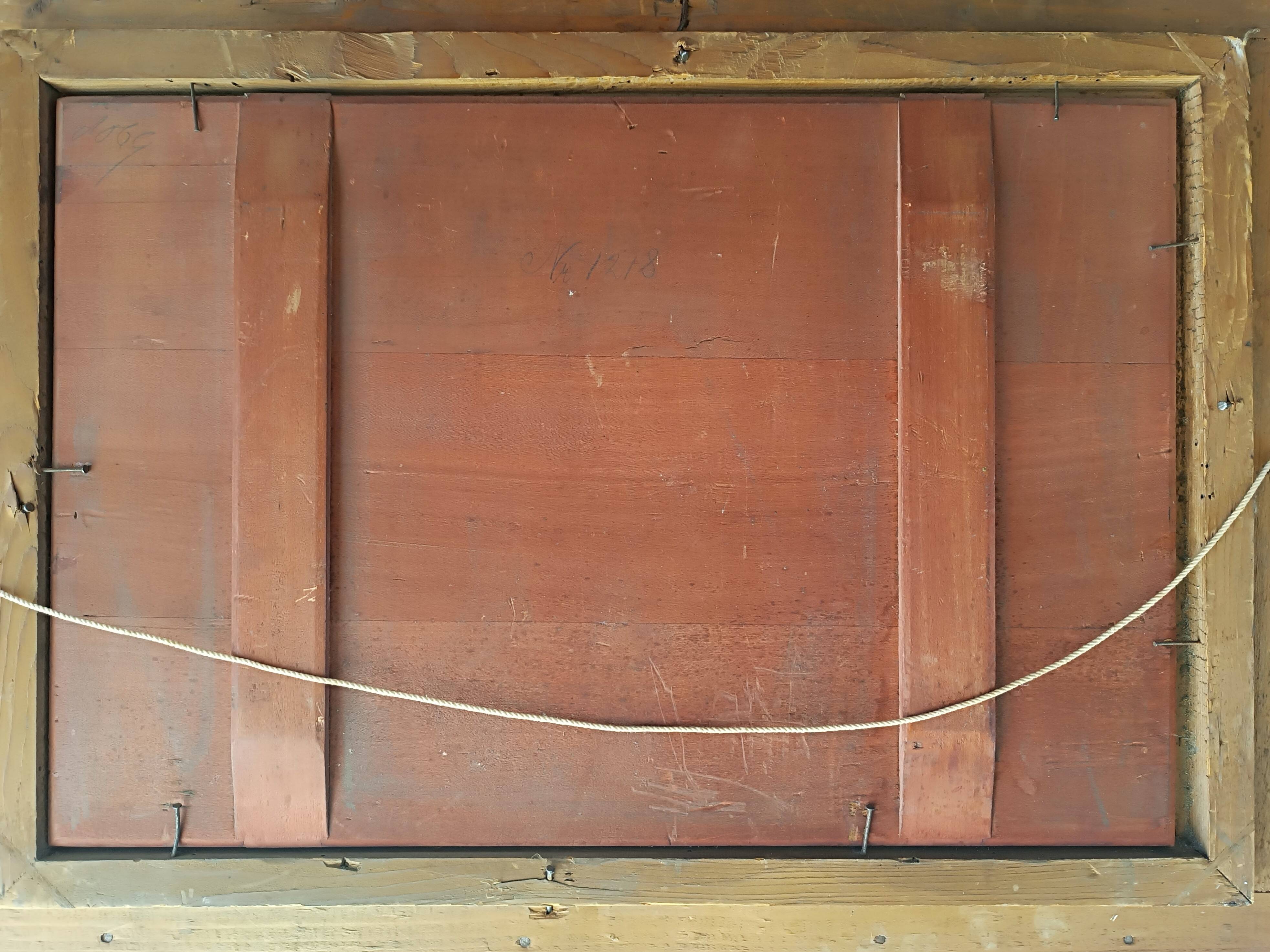 Hermann solbrig (1853-1942) painting, oil on panel, shepherdess and her troupe