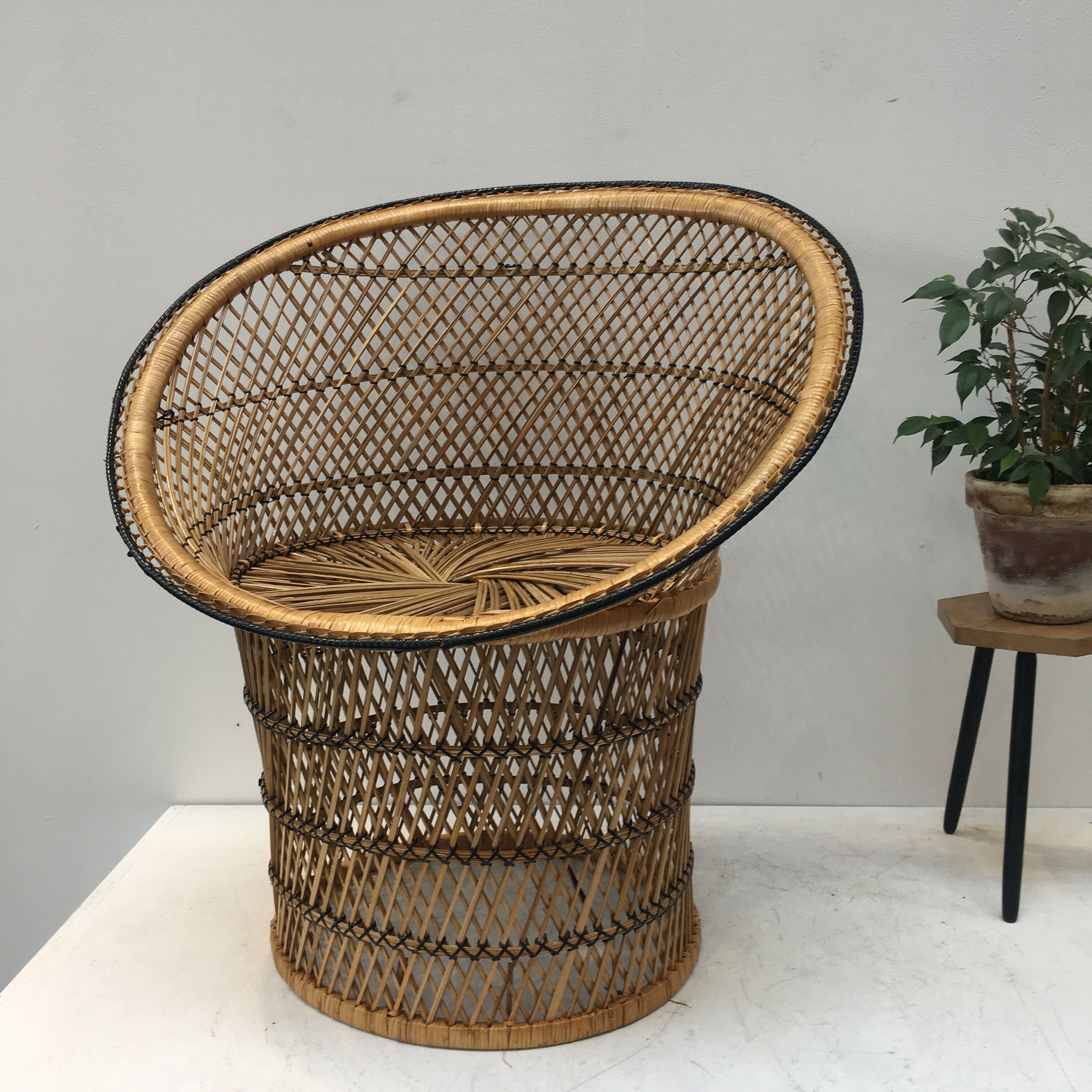 Emmanuelle armchair in rattan and braided buri