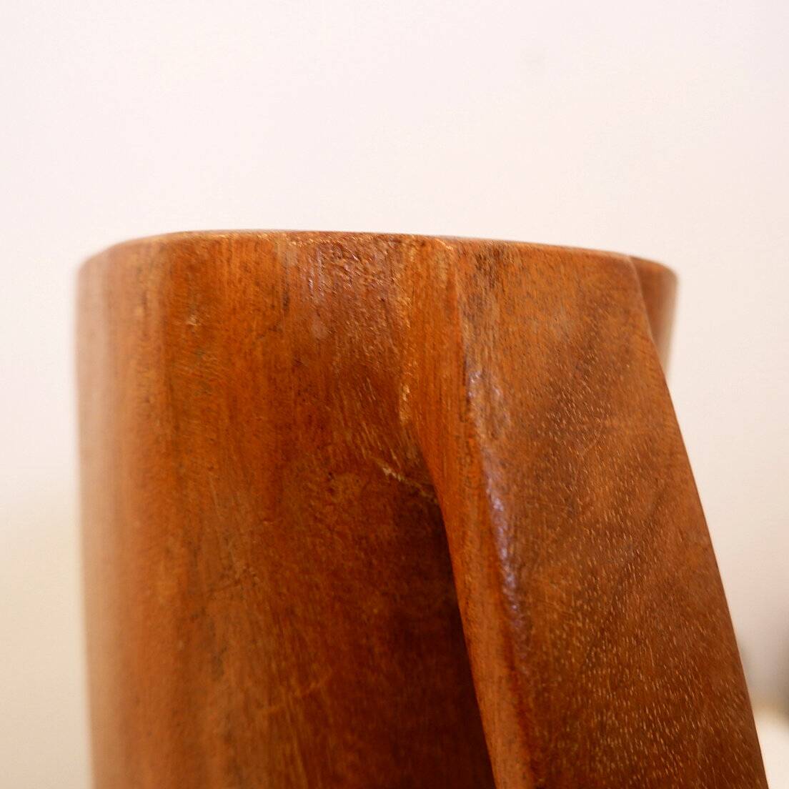 Scandinavian vintage carved teak vase, 1960