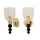 Pair of Italian Murano Glass Wall Sconces with Gold Dust Inclusions and Bra