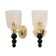 Pair of Italian Murano Glass Wall Sconces with Gold Dust Inclusions and Bra