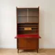 Vintage 1960s wooden secretary with display cabinet.