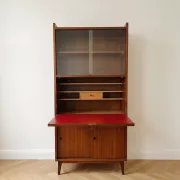 Vintage wooden secretary with display case, 1960s