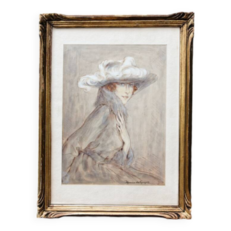 Framed drawing "Elegant", signed Mario de Goyon