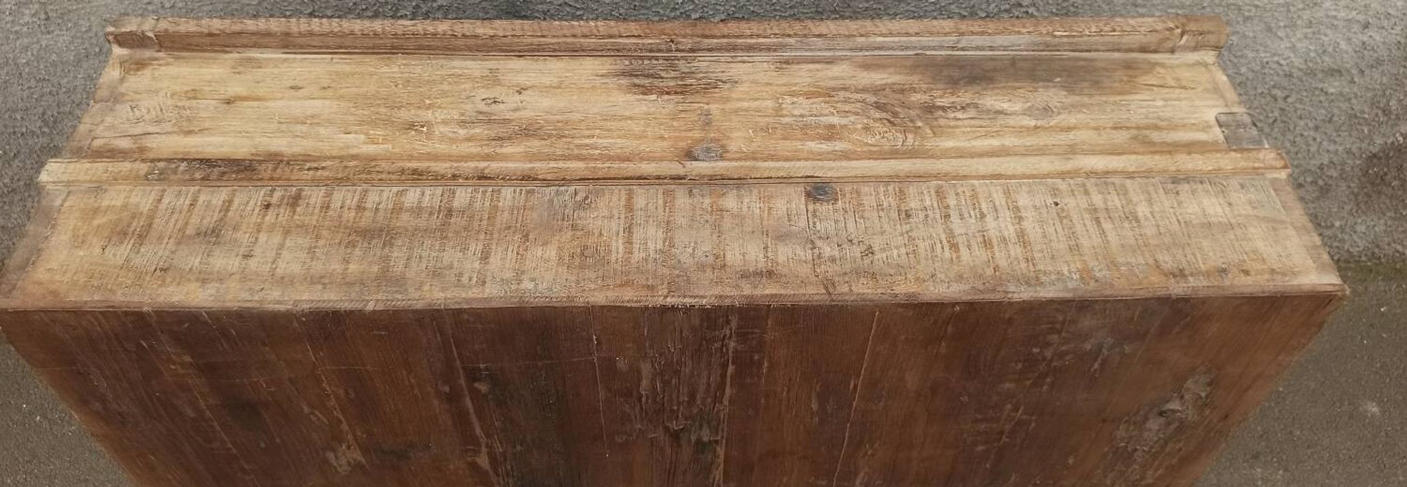 Glass sideboard in antique wood