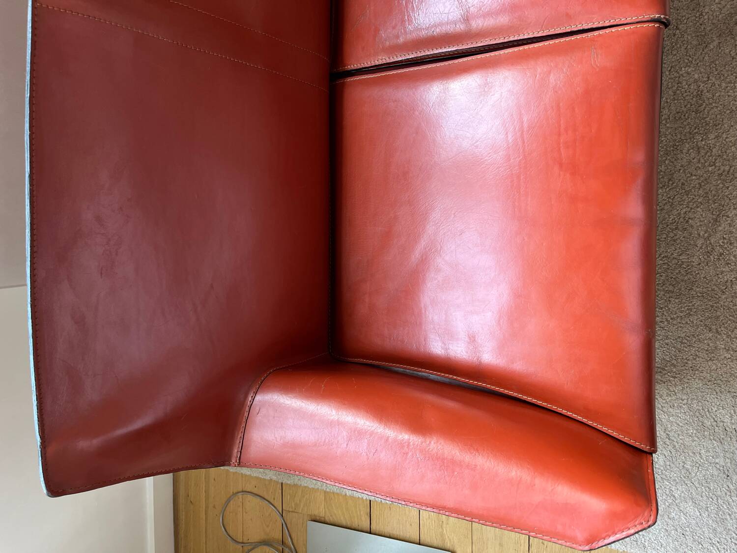 Cognac CAB Cassina 2-seater leather sofa
