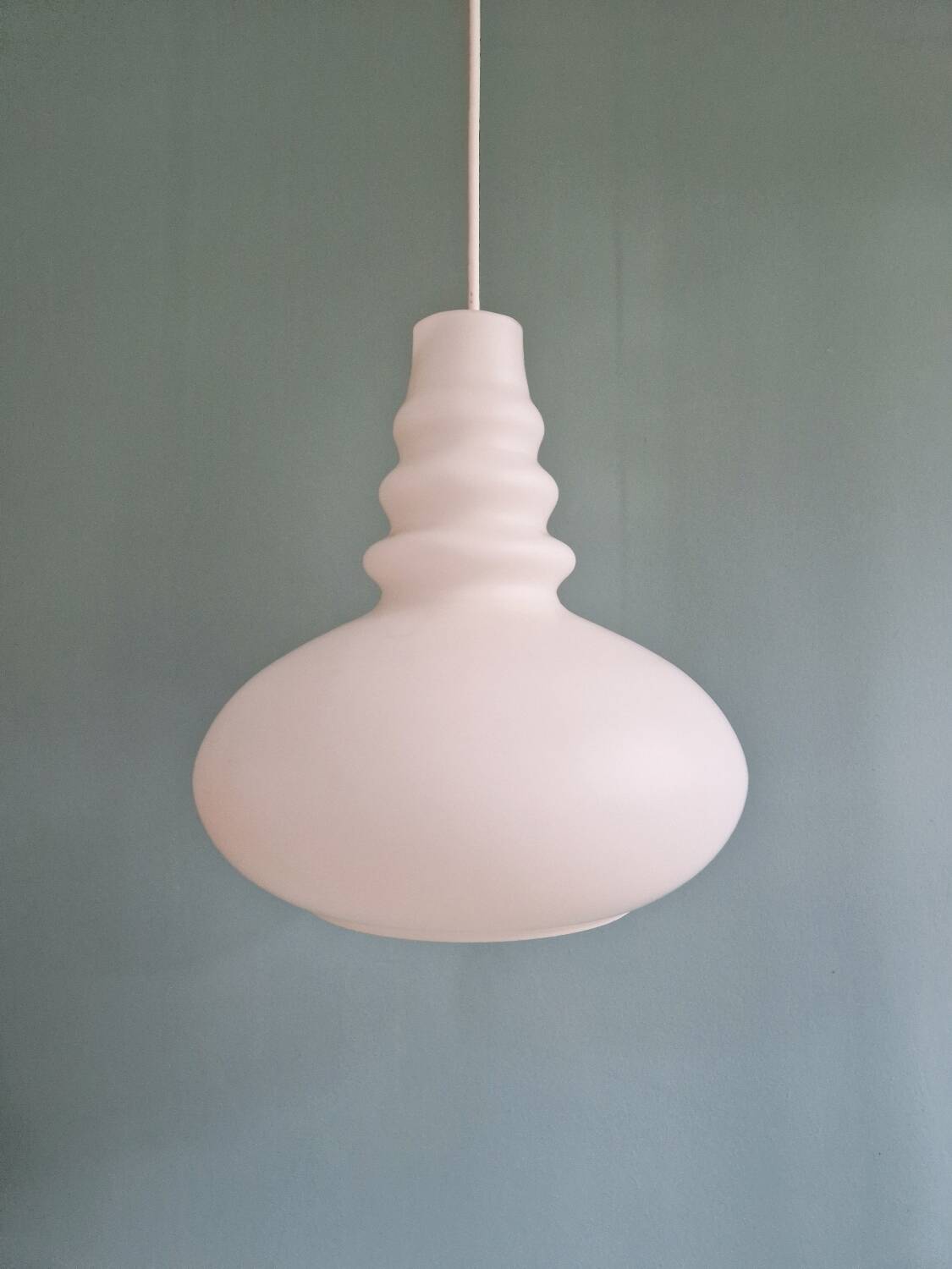 Trio of Space Age opaline pendant lights, Peill & Putzler, 1970