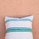 Handmade white and green wool striped cushion
