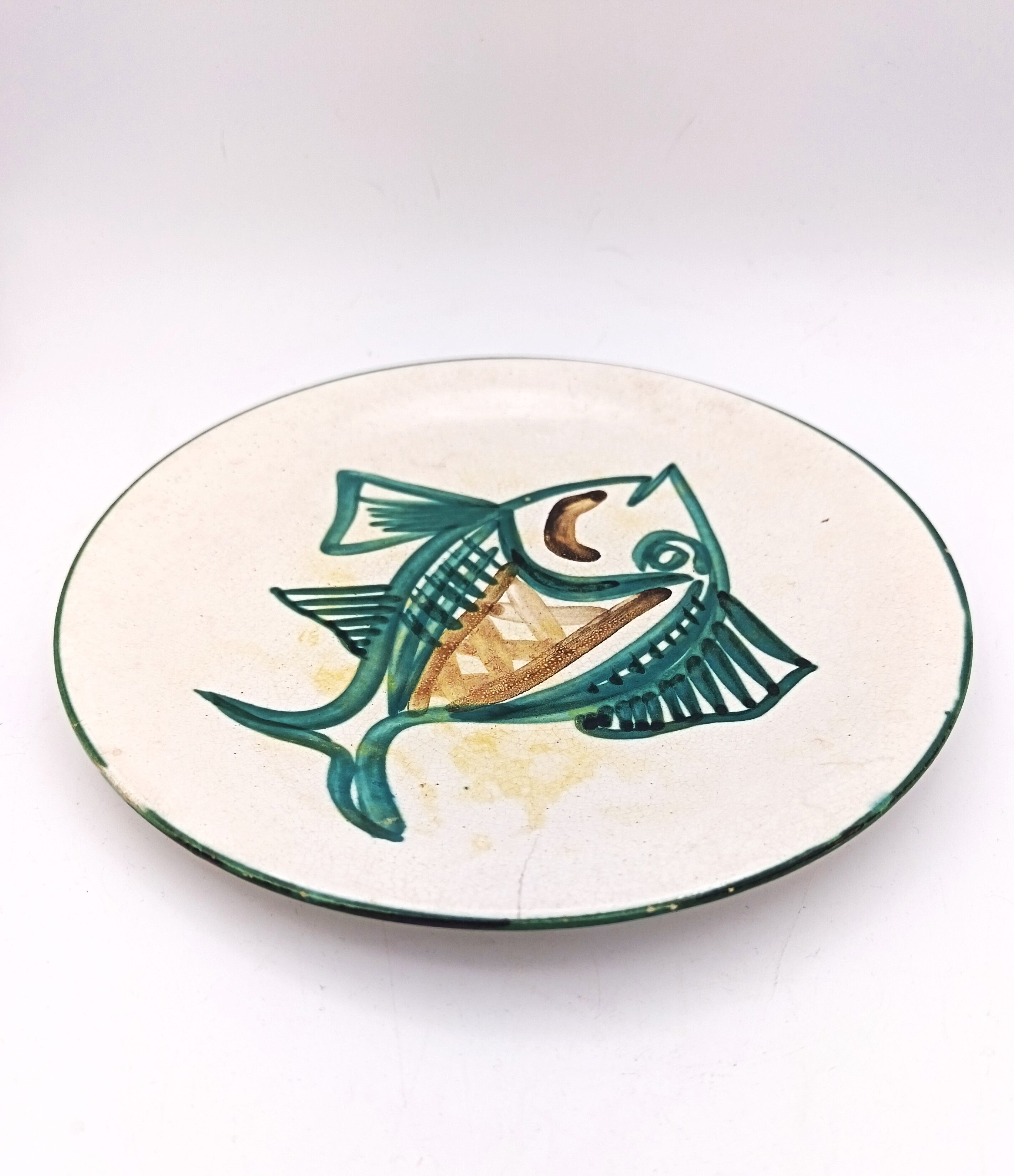 Decorative ceramic plate signed Picault, Vallauris