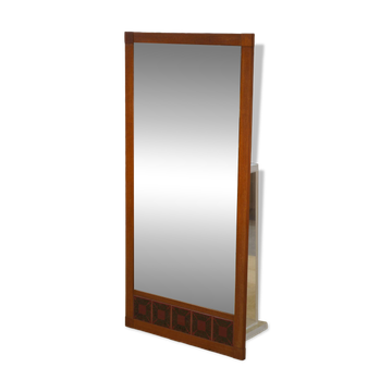 Scandinavian teak and ceramic mirror 1960s