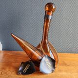 Vintage Amber Glass Wine Carafe - Artisan Decanter in Porron Style