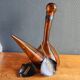 Vintage Amber Glass Wine Carafe - Artisan Decanter in Porron Style