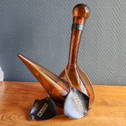 Vintage Amber Glass Wine Carafe - Artisan Decanter in Porron Style