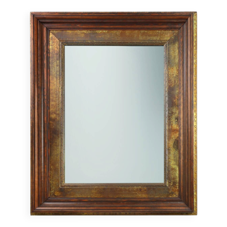 Wooden Mirror with Copper Details, Belgium 1970s