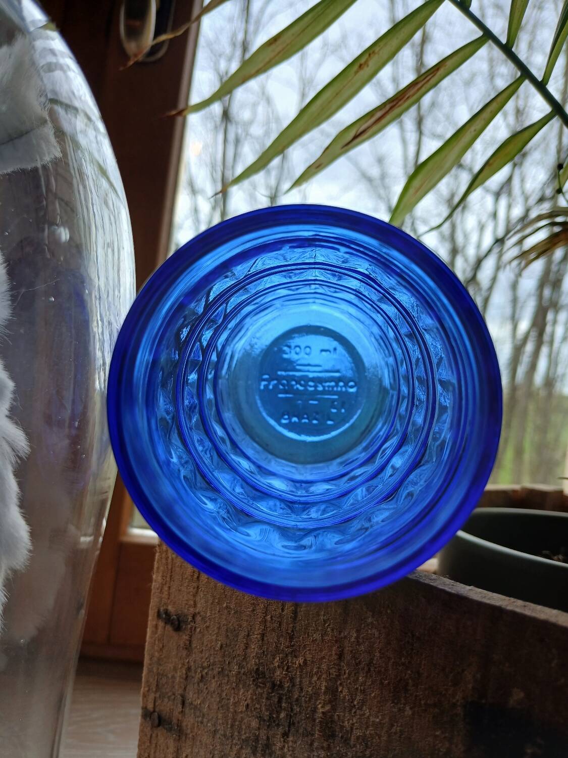 6 antique cobalt blue glasses