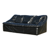 Sofa by De Pas, D'Urbino and Lomazzi, France, 1980s, black leather, Cinna