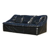 Sofa by De Pas, D'Urbino and Lomazzi, France, 1980s, black leather, Cinna