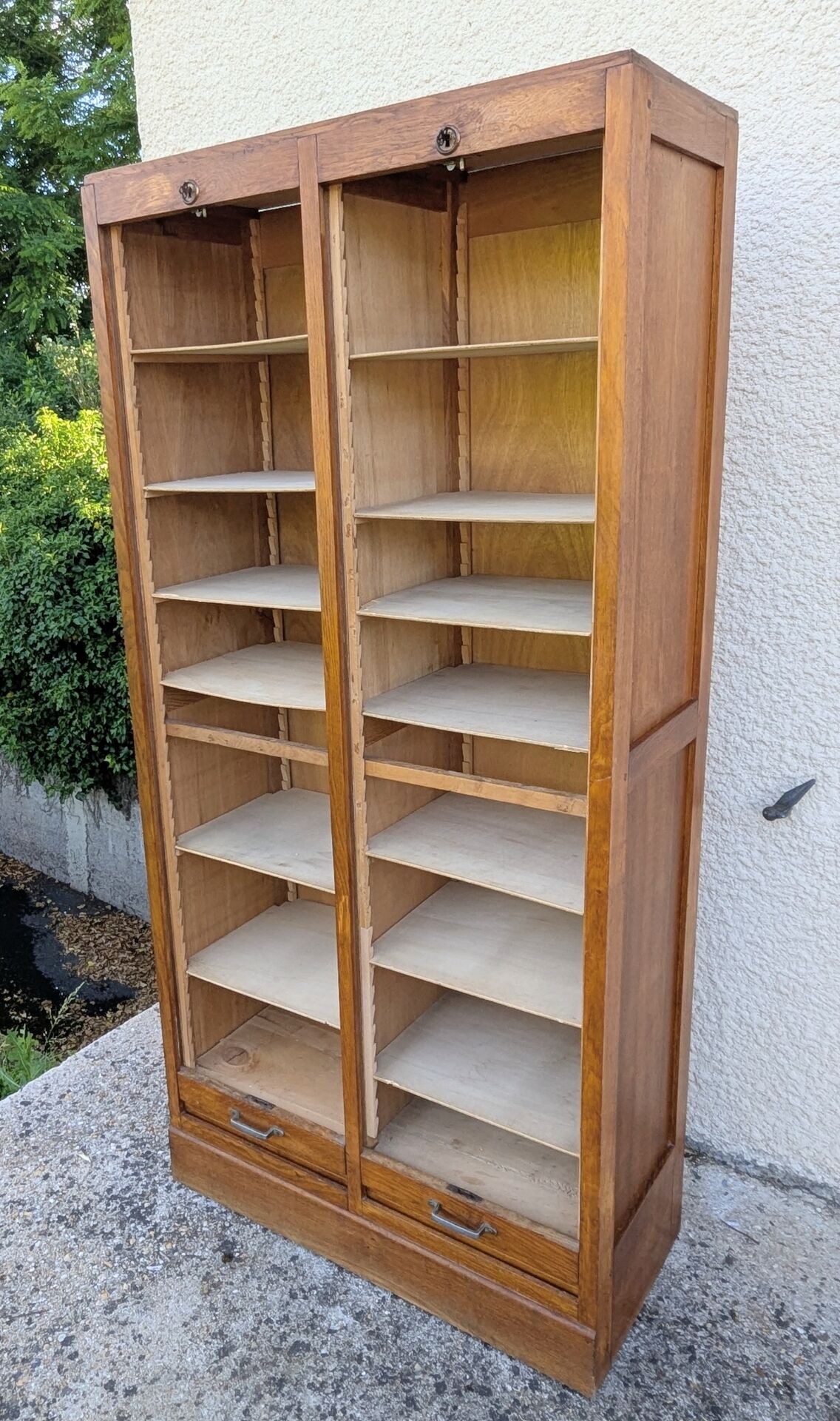 classeur double de bureau en chêne à rideaux Meuble 30 60