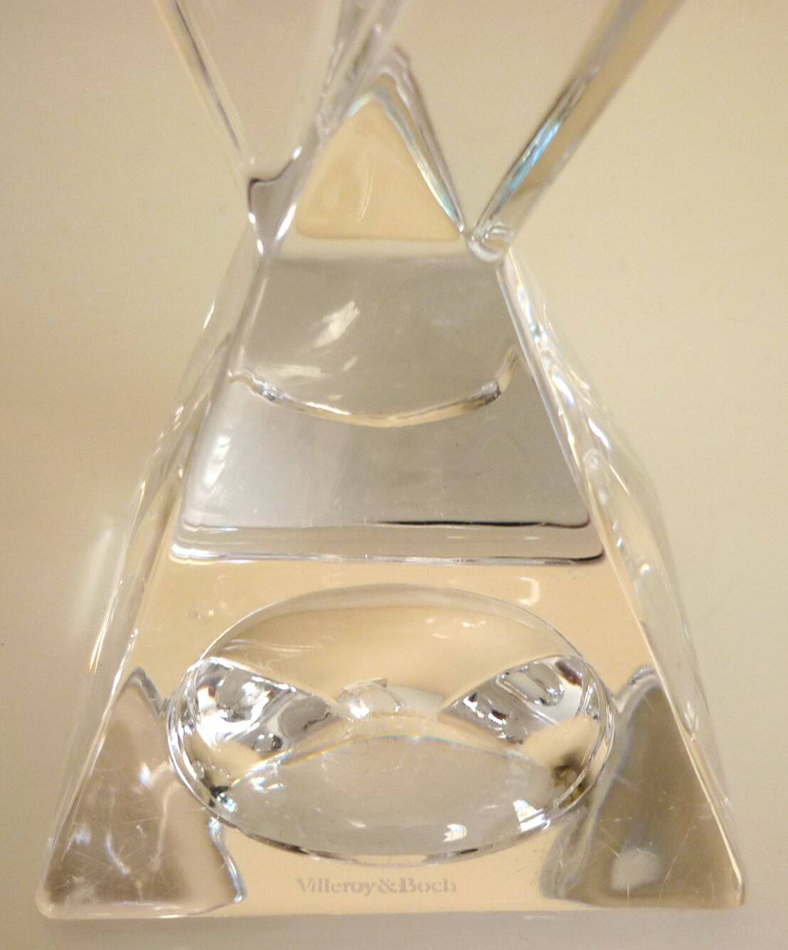 Pair of candlesticks, candelabra, crystal signed Villeroy & Boch, design and chic