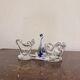 Double salt and pepper shaker, swan dragée, cobalt blue Murano glass.