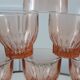 Set of 10 art deco pink glass wine/water glasses