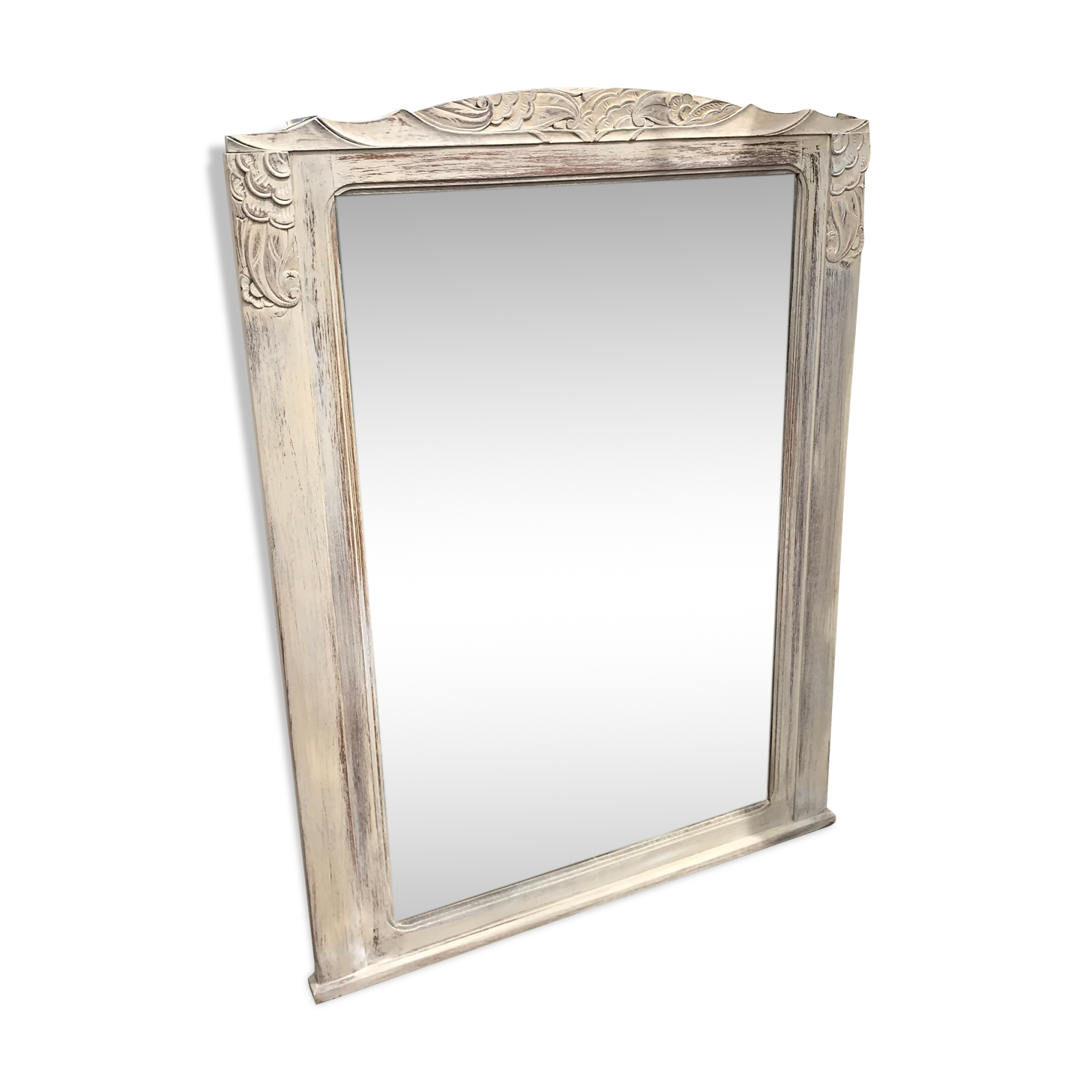 Old white mirror patinated 90x119cm