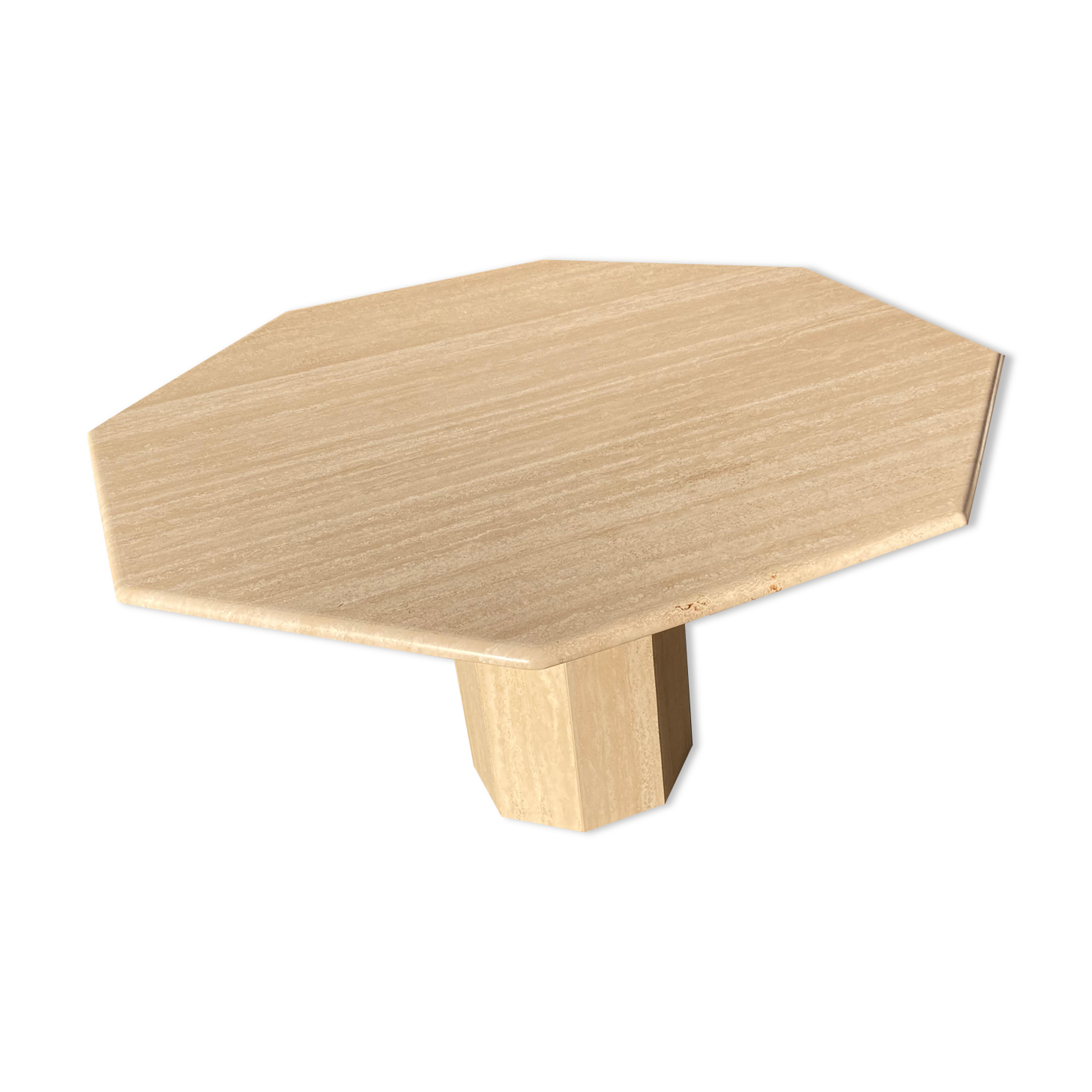 Travertin dining table octagonal