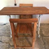 Vintage bistro table base white cast iron