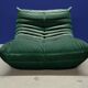 Bottle green velvet Togo living room set by Michel Ducaroy for Ligne Roset, set of 5
