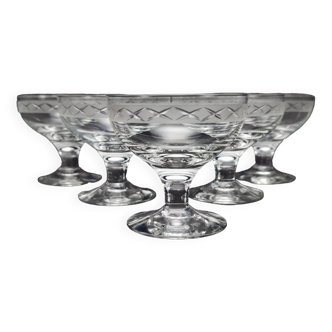 Set Of 6 1930s Danish Holmegaard Art Deco ‘Ejby’ Champagne Saucers / Glasses