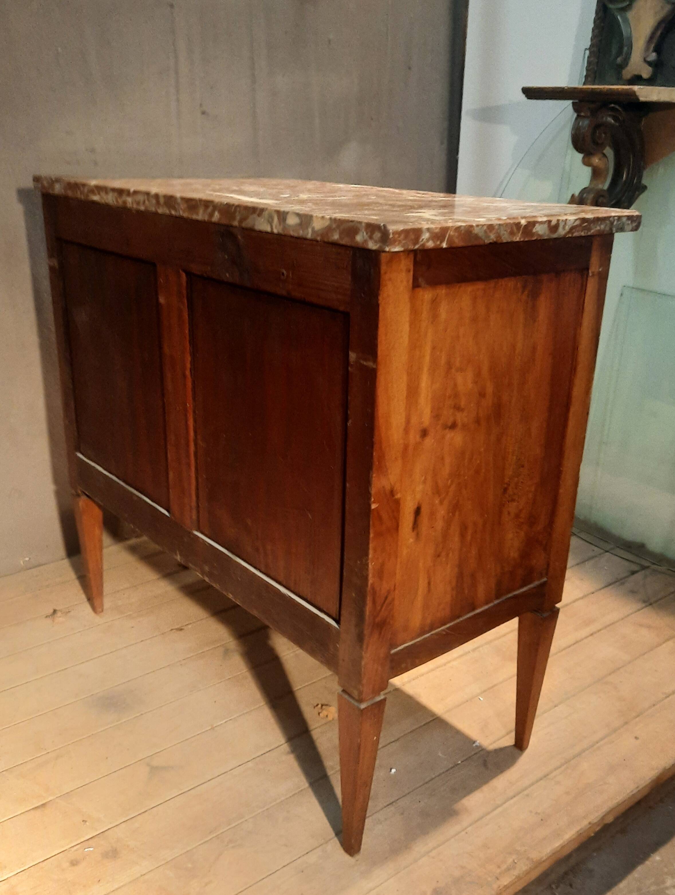 Louis XVI style chest of drawers with marble top