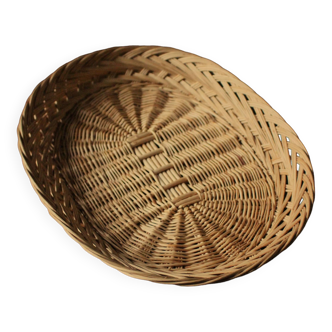 Basket oval base light wicker border vintage basketry