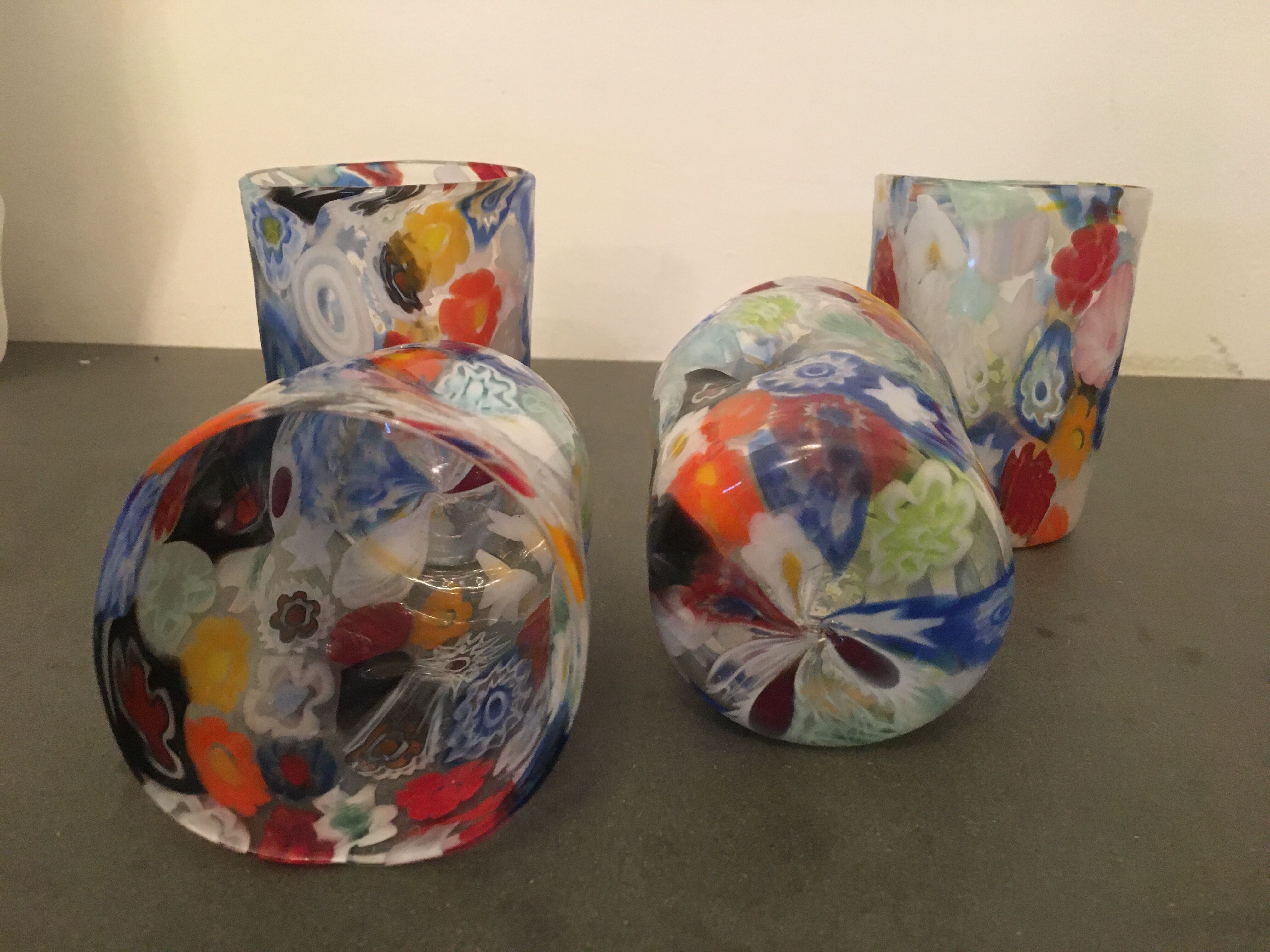 Set of 4 "Goto" water glasses from Murrisa in Murano glass, Italy