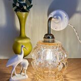 Vintage globe angled wall light in bubbled glass