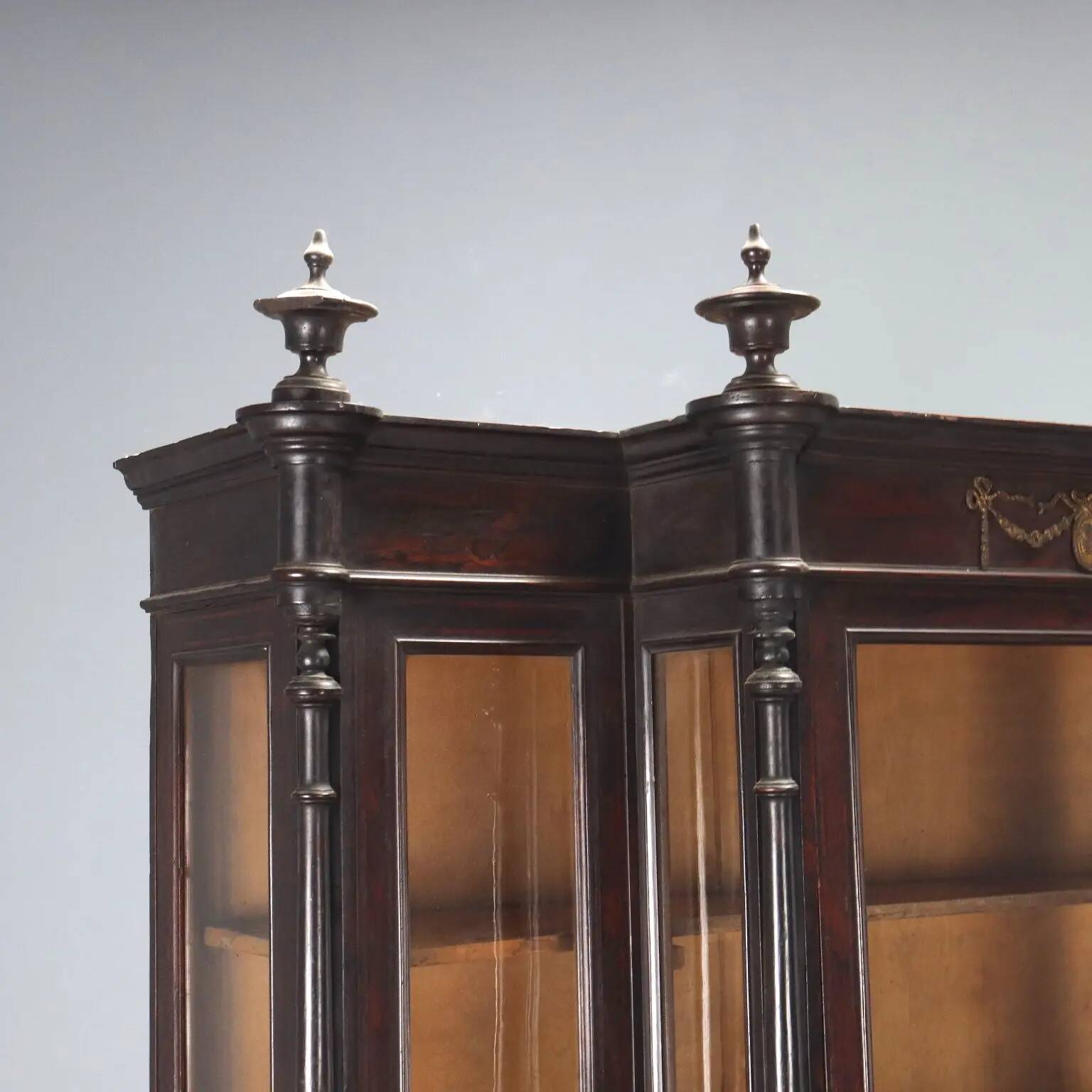 Antique rosewood library, neoclassical decorations, 19th century
