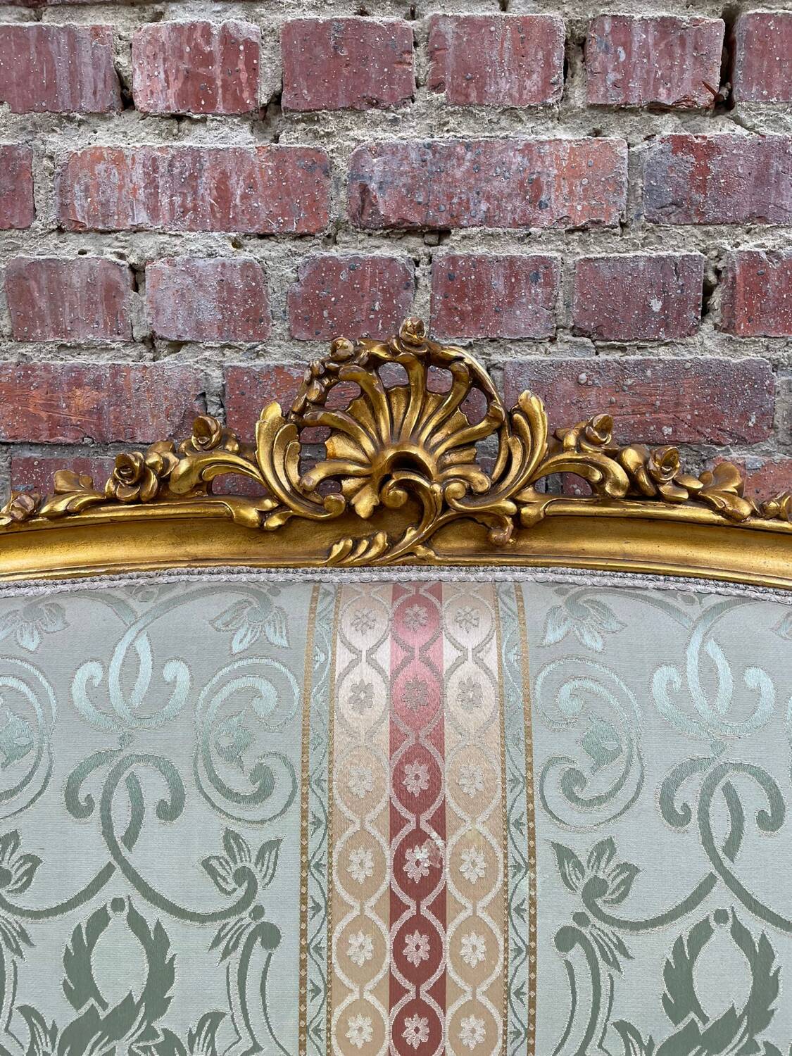Antique Louis XV Style Gilded Sofa with Gobelin Upholstery
