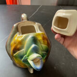 Vintage pitcher theiere earthenware saint clément monkey on pineapple