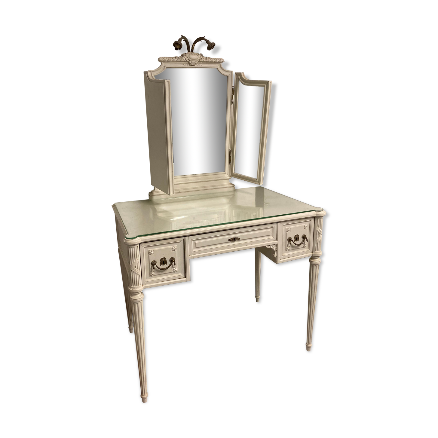 Dressing table mirror triptych debut XXth style Louis XVI