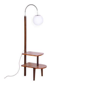 Czech Art Deco Floor Lamp in Walnut attributed to Jindřich Halabala for Up Závody, 1930s