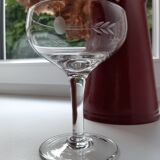 Set of 6 crystal champagne glasses engraved 50s