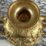 Large Pompeian-style bronze cup with two handles, 19th century.
