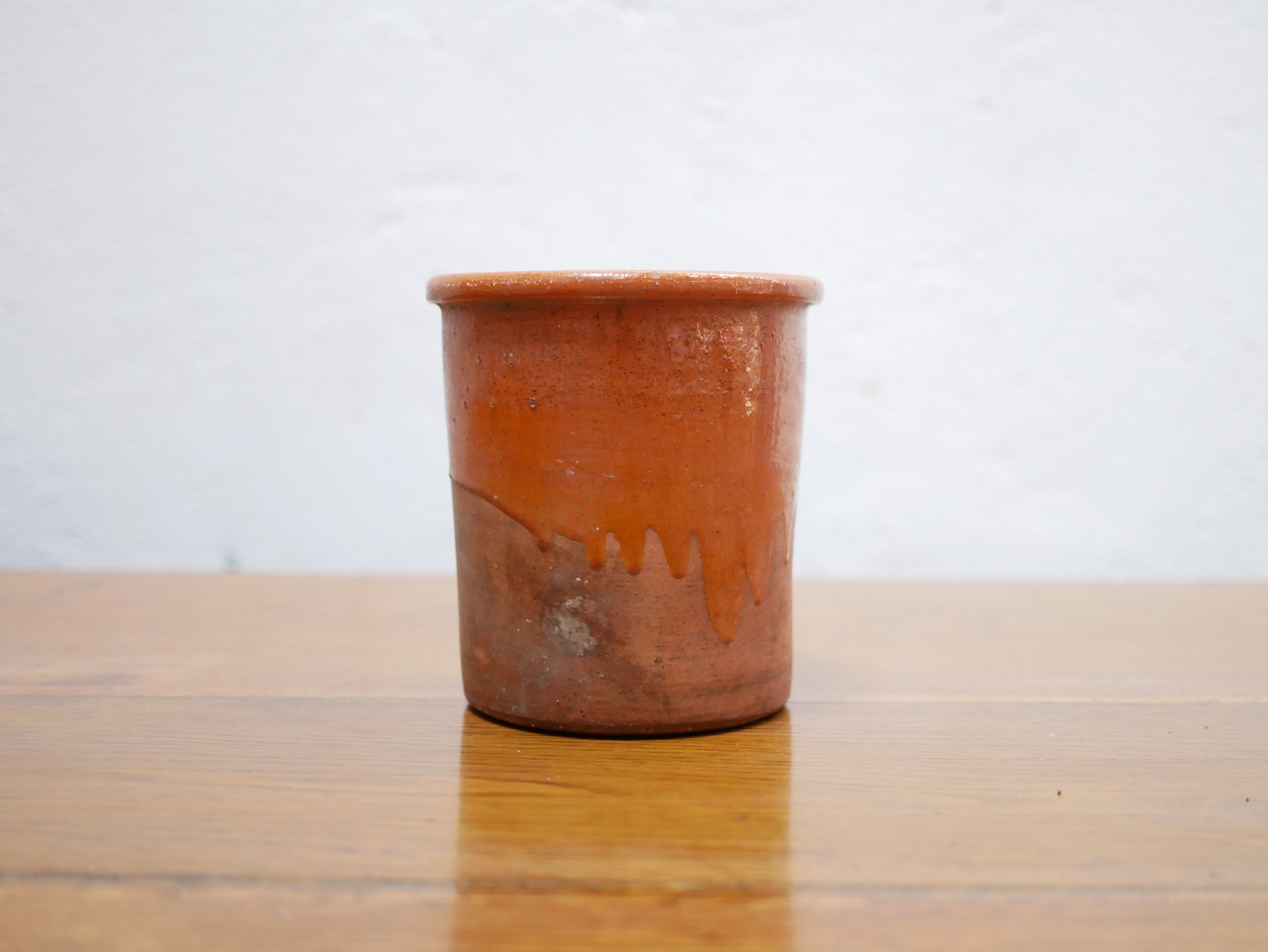Vintage pot in glazed terracotta
