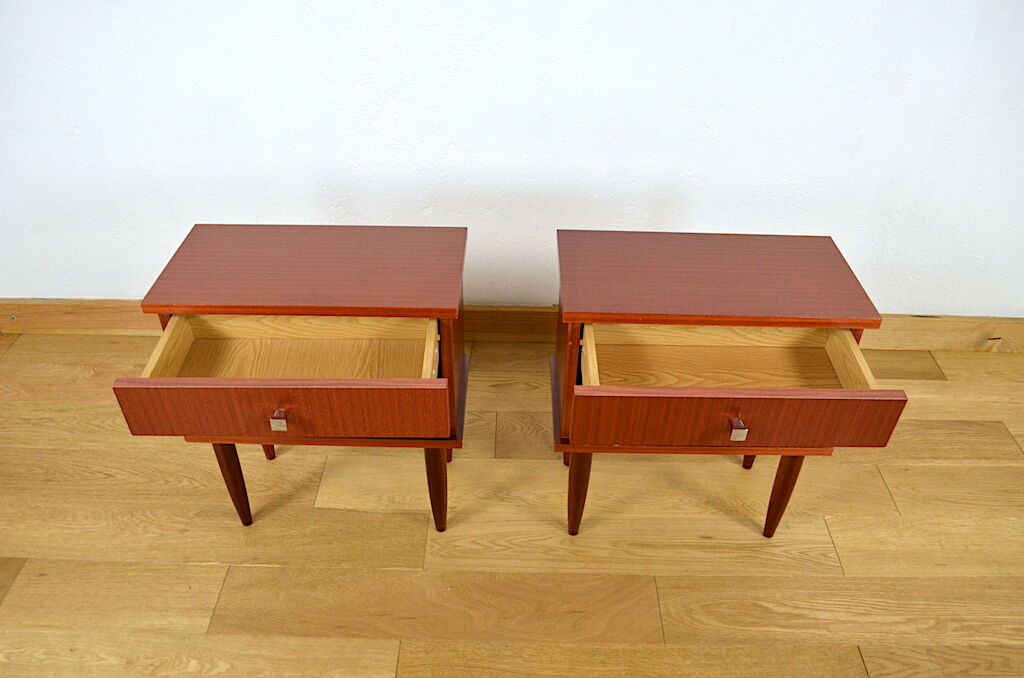 Pair of vintage bedsides in merisier 1960