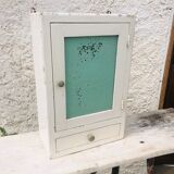 White medicine cabinet with window and drawer